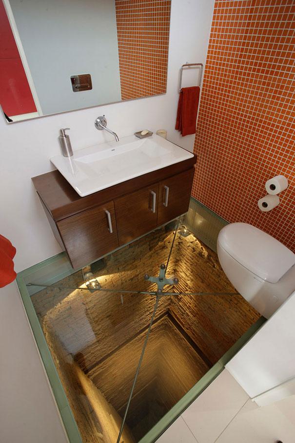 bathroom glass floor